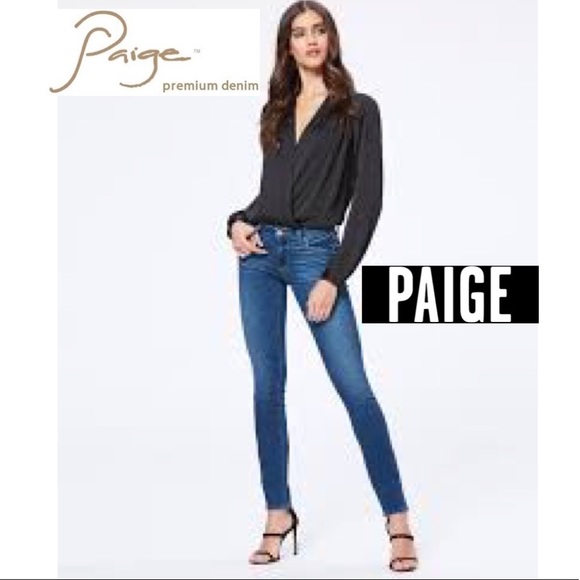 Paige Skyline Skinny Jeans Medium Distressed Dark Wash Size 25 - Picture 15 of 16